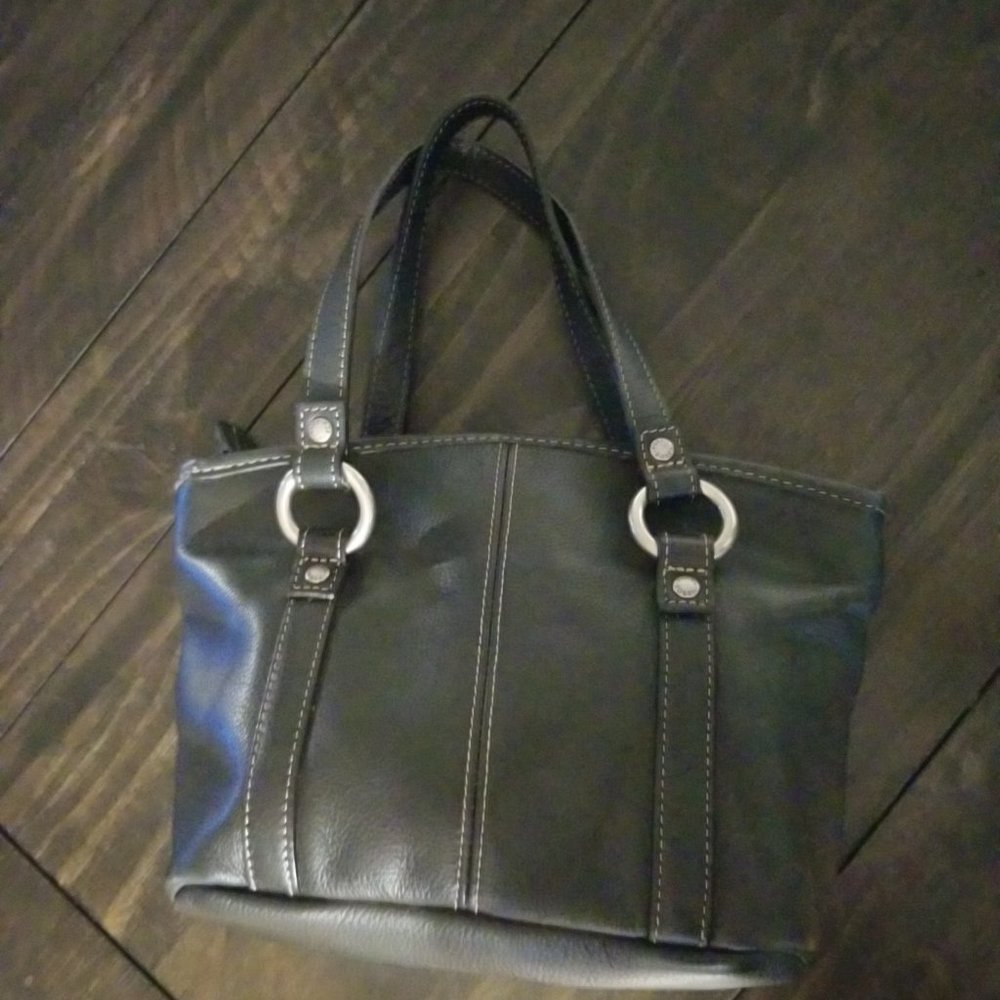 Vintage Fossil Navy Black Leather Bag Handbag Purse SL3659